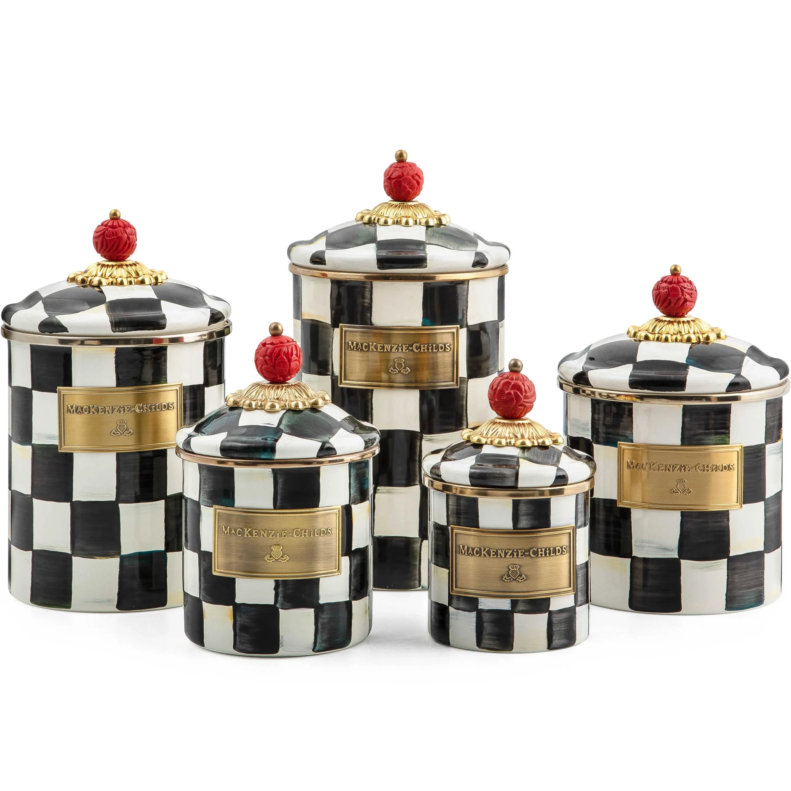 Courtly Check Enamel Canister - Mini|MacKenzie-Childs Outlet