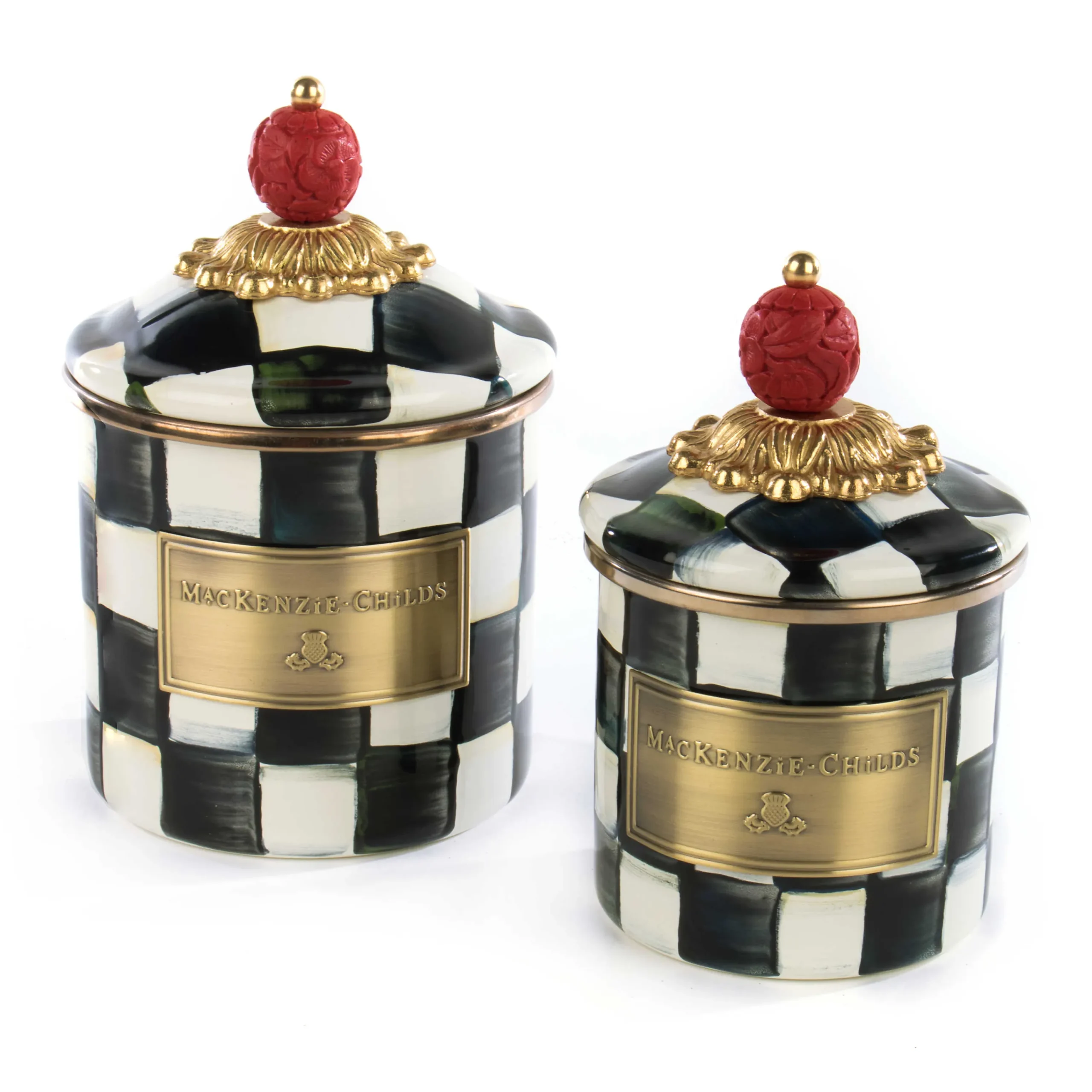 Courtly Check Enamel Canister - Mini|MacKenzie-Childs Outlet
