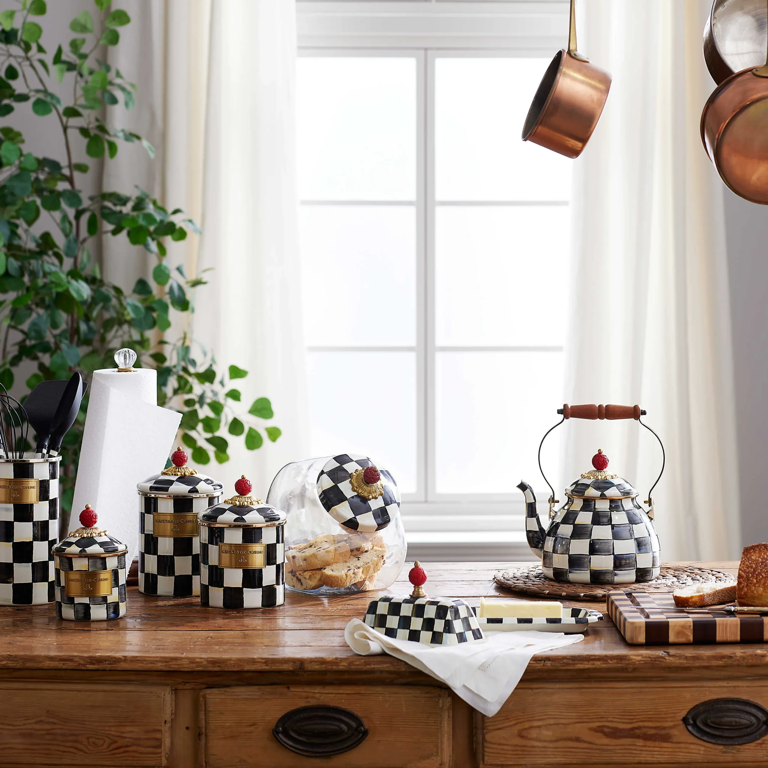 Courtly Check Enamel Canister - Medium|MacKenzie-Childs Discount