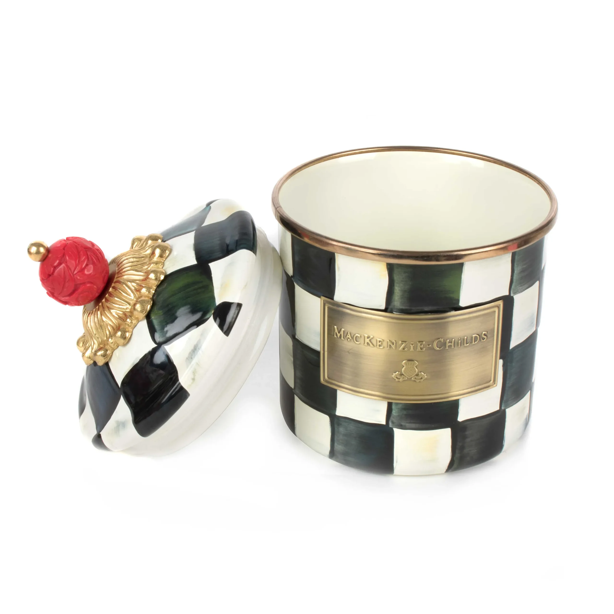 Courtly Check Enamel Canister - Demi|MacKenzie-Childs Online