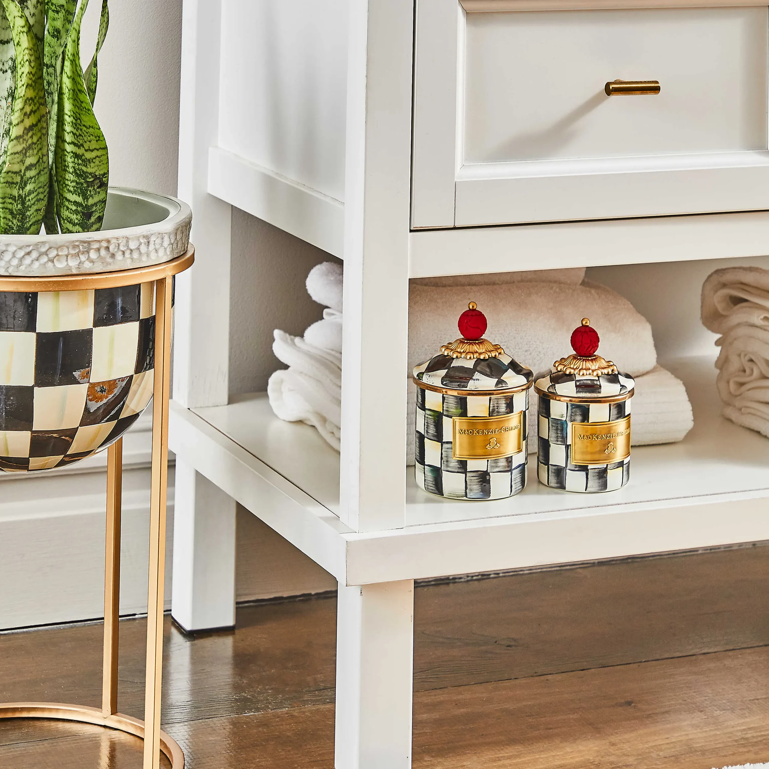 Courtly Check Enamel Canister - Demi|MacKenzie-Childs Online