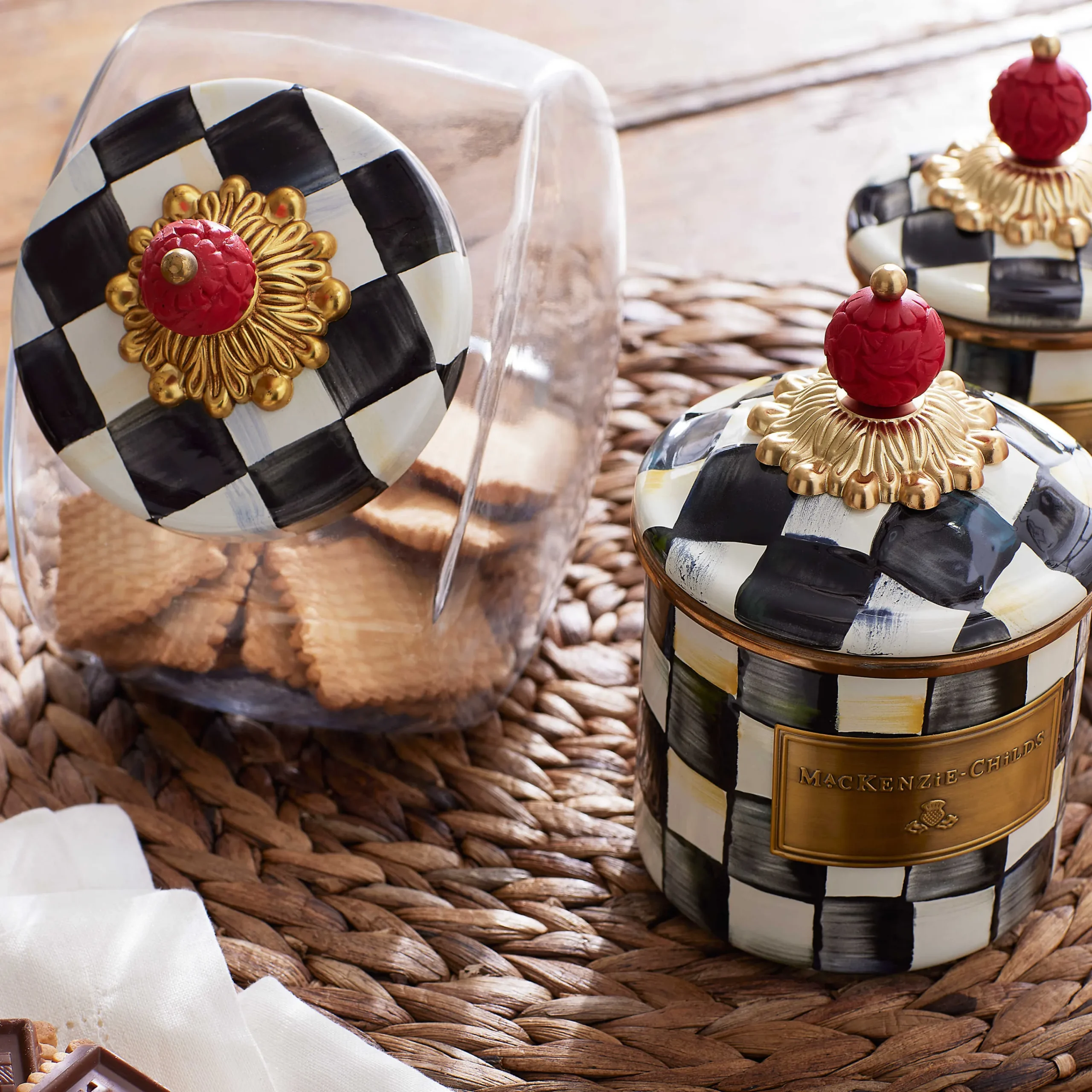 Courtly Check Enamel Canister - Demi|MacKenzie-Childs Online