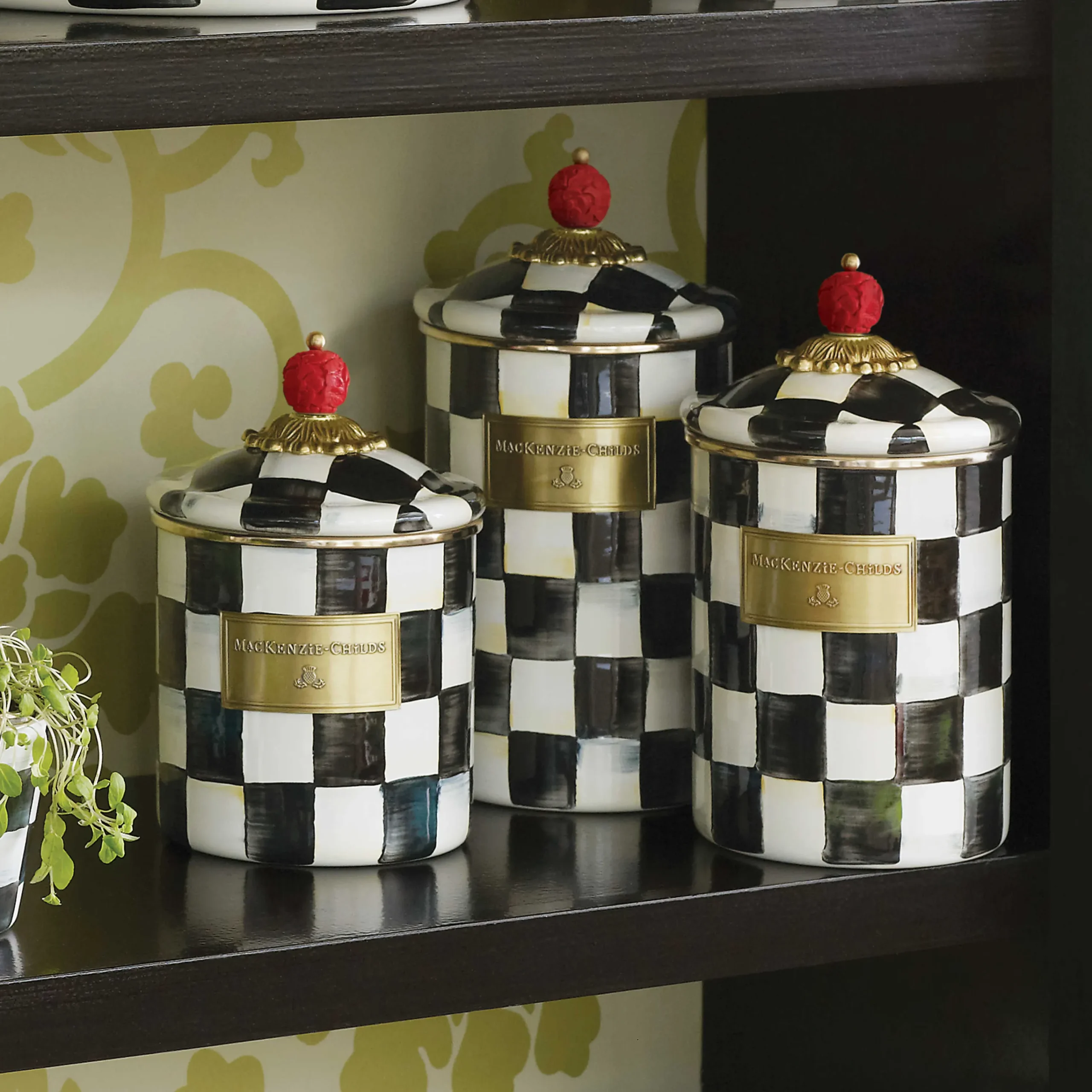 Courtly Check Enamel Canister - Large|MacKenzie-Childs Hot