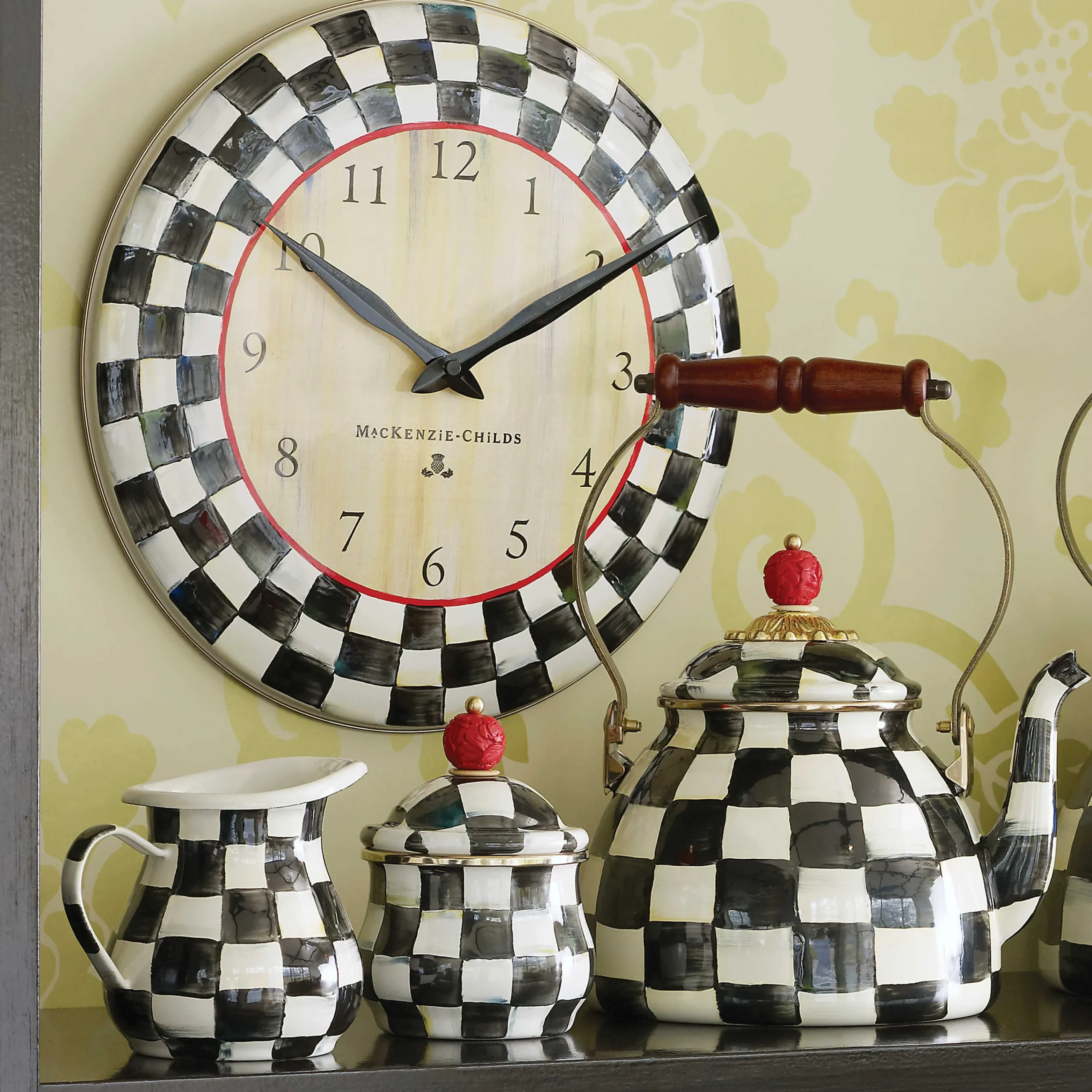 Courtly Check Enamel Clock|MacKenzie-Childs
