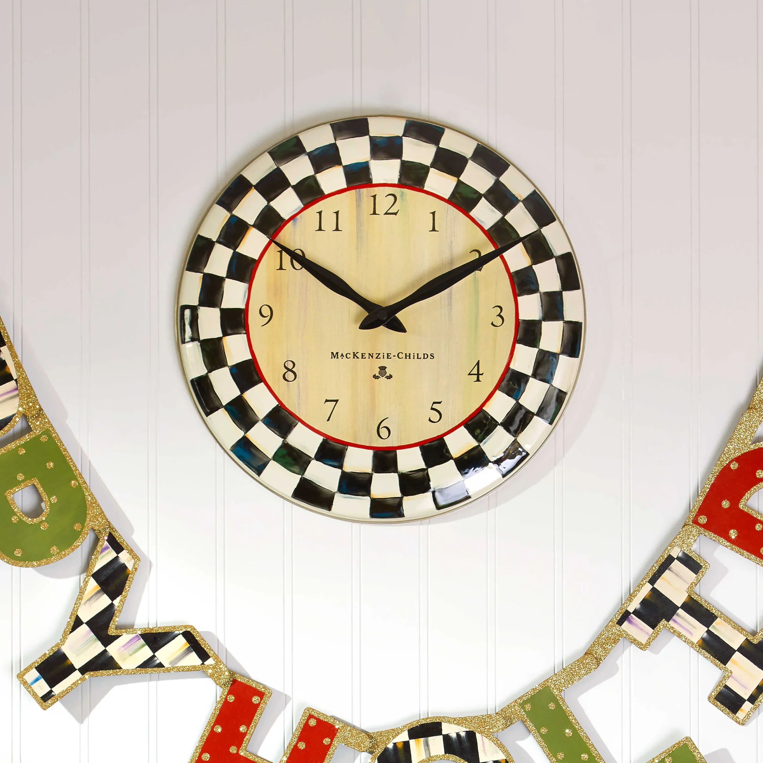 Courtly Check Enamel Clock|MacKenzie-Childs