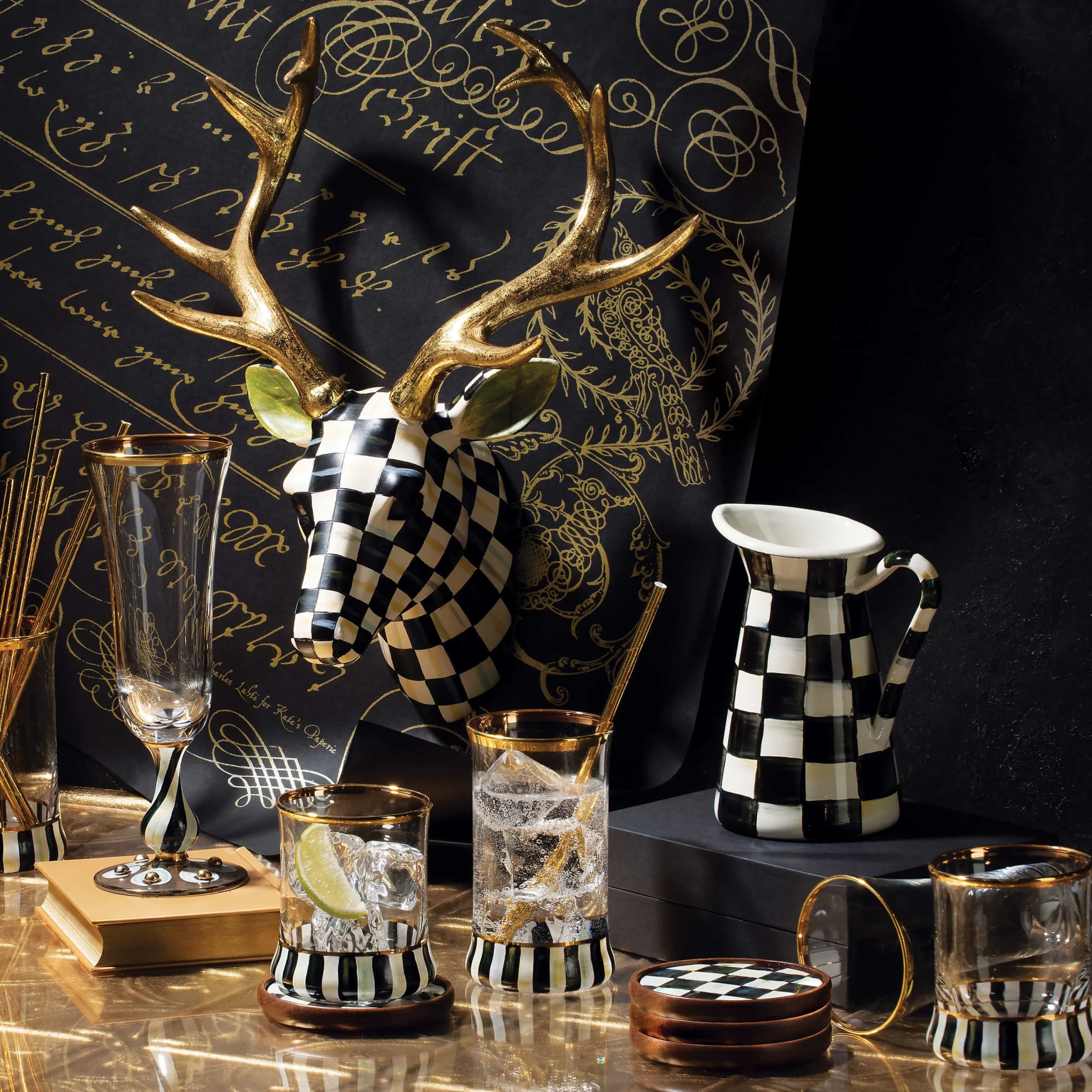 Courtly Check Enamel Coasters - Set Of 4|MacKenzie-Childs Best