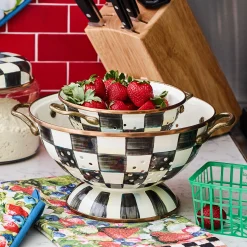 Courtly Check Enamel Colander - Large|MacKenzie-Childs Clearance