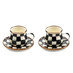Courtly Check Enamel Espresso Cup & Saucer Set|MacKenzie-Childs Discount