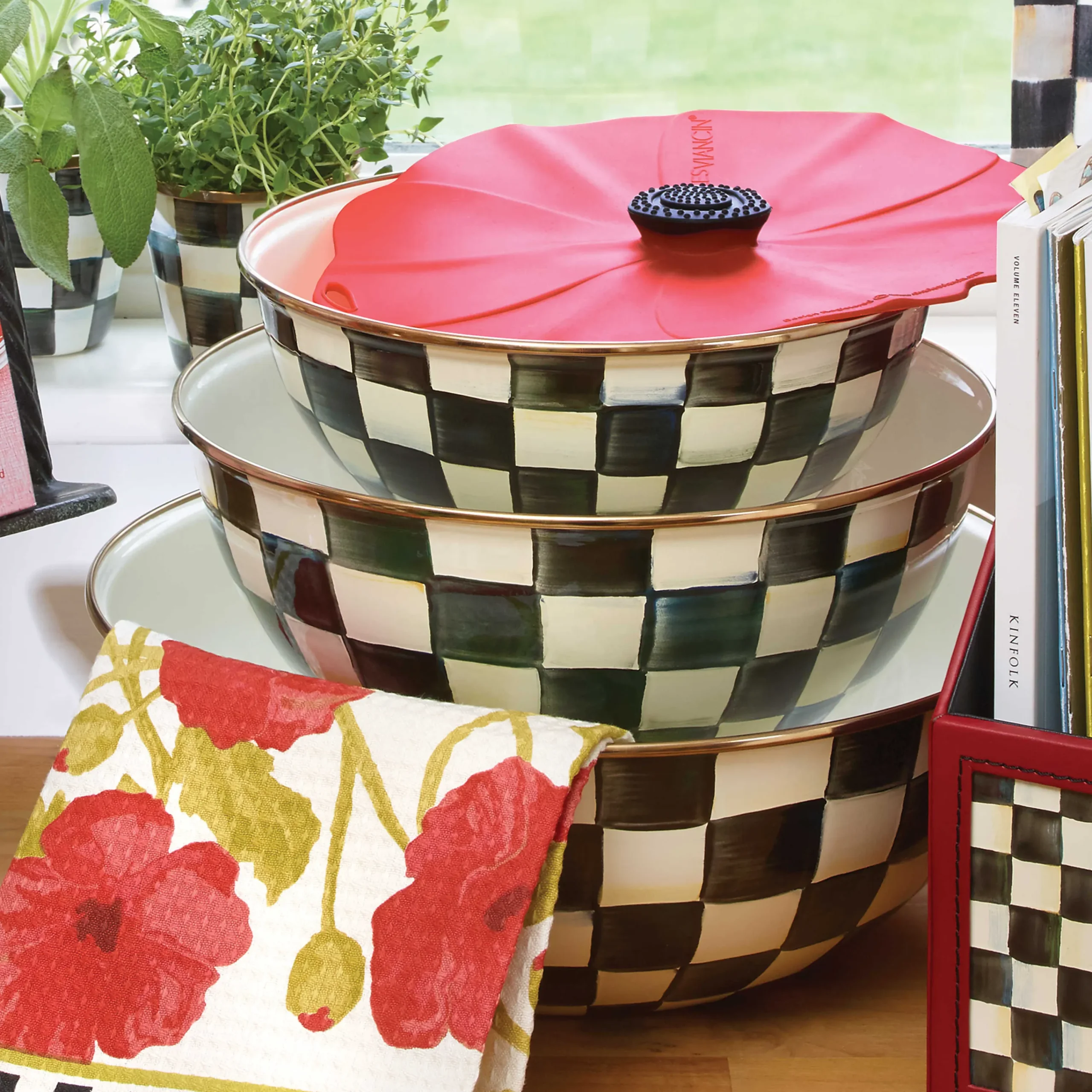 Courtly Check Enamel Everyday Bowl - Extra Large|MacKenzie-Childs Online