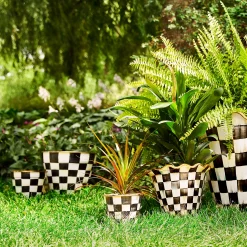 Courtly Check Enamel Garden Pot - Extra Large|MacKenzie-Childs Outlet