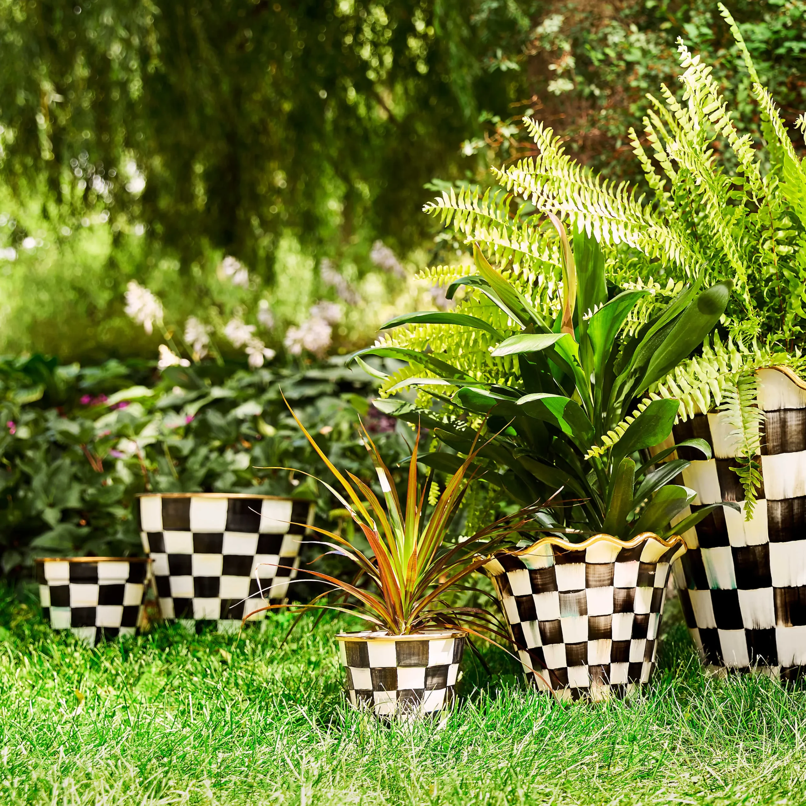 Courtly Check Enamel Garden Pot - Extra Large|MacKenzie-Childs Outlet