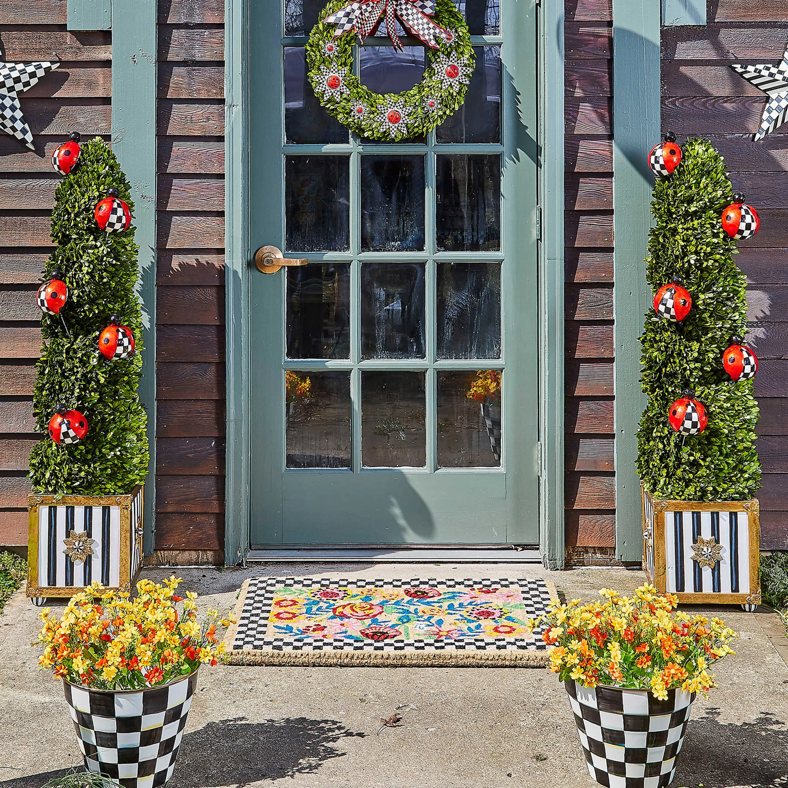 Courtly Check Enamel Garden Pot - Extra Large|MacKenzie-Childs Outlet
