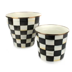 Courtly Check Enamel Garden Pot - Extra Large|MacKenzie-Childs Outlet