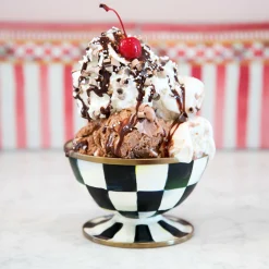 Courtly Check Enamel Ice Cream Dish|MacKenzie-Childs Clearance