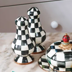 Courtly Check Enamel Large Salt & Pepper Shakers|MacKenzie-Childs Clearance