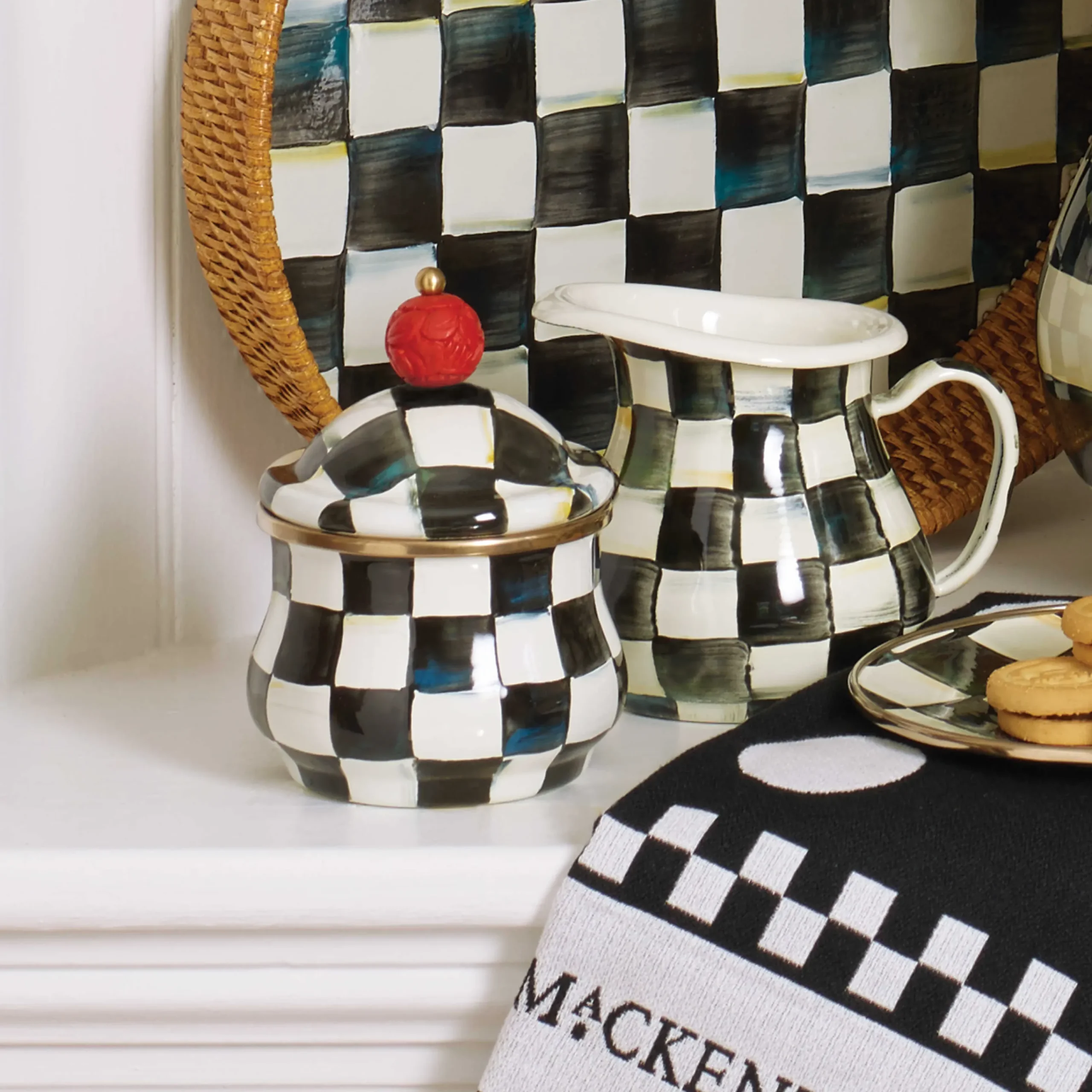 Courtly Check Enamel Lidded Sugar Bowl|MacKenzie-Childs Discount