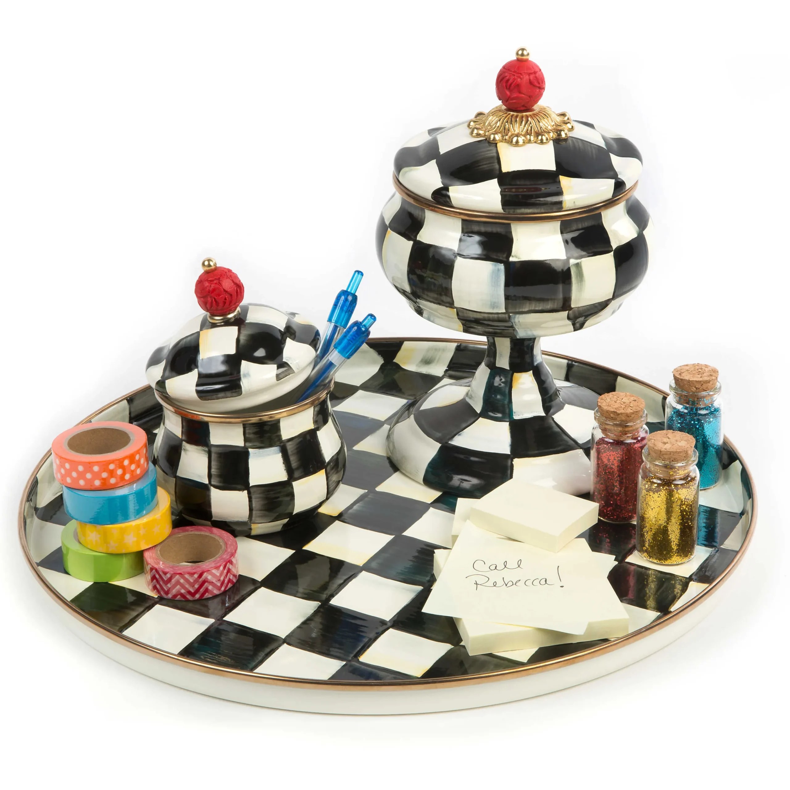 Courtly Check Enamel Lidded Sugar Bowl|MacKenzie-Childs Discount