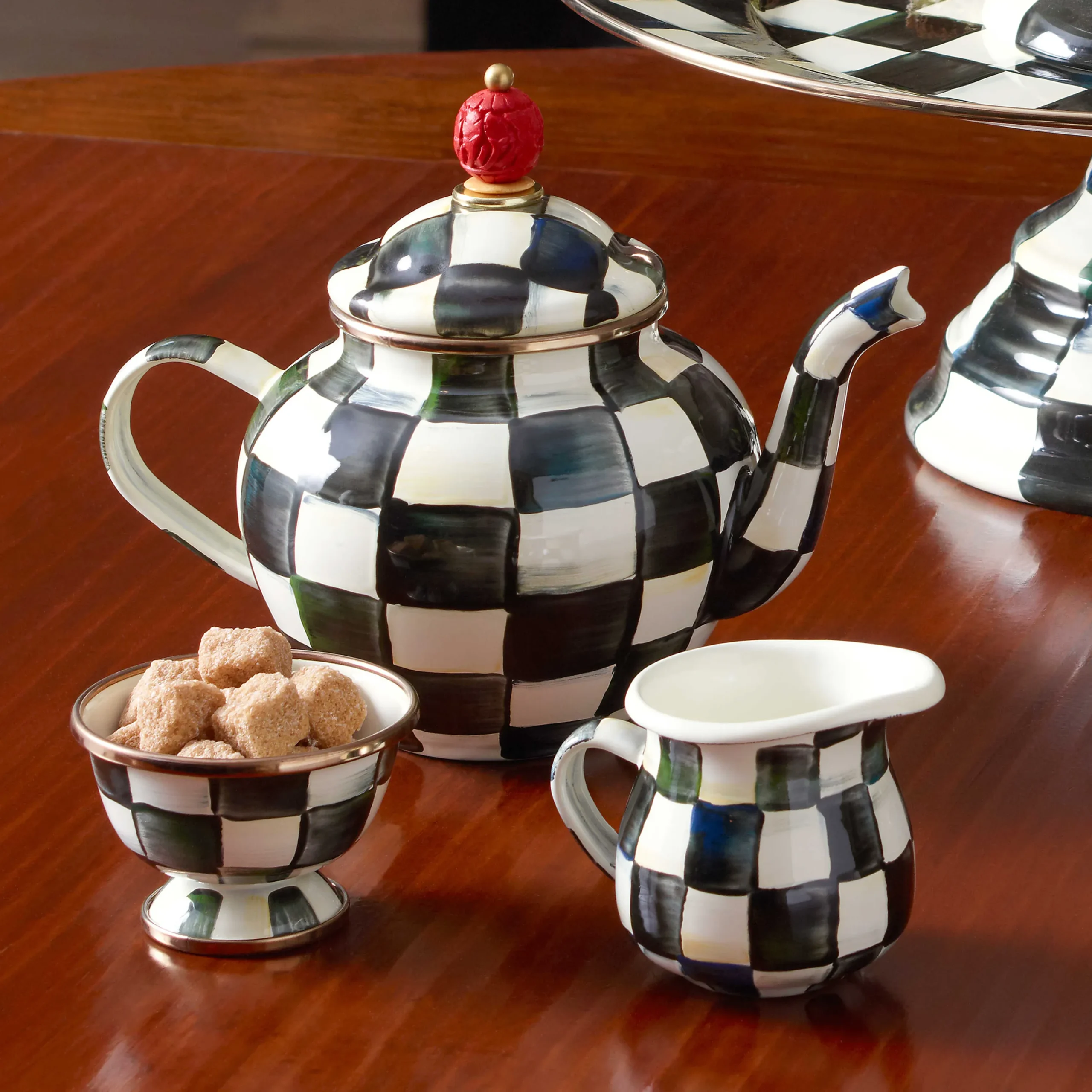 Courtly Check Enamel Little Sugar Bowl|MacKenzie-Childs Online