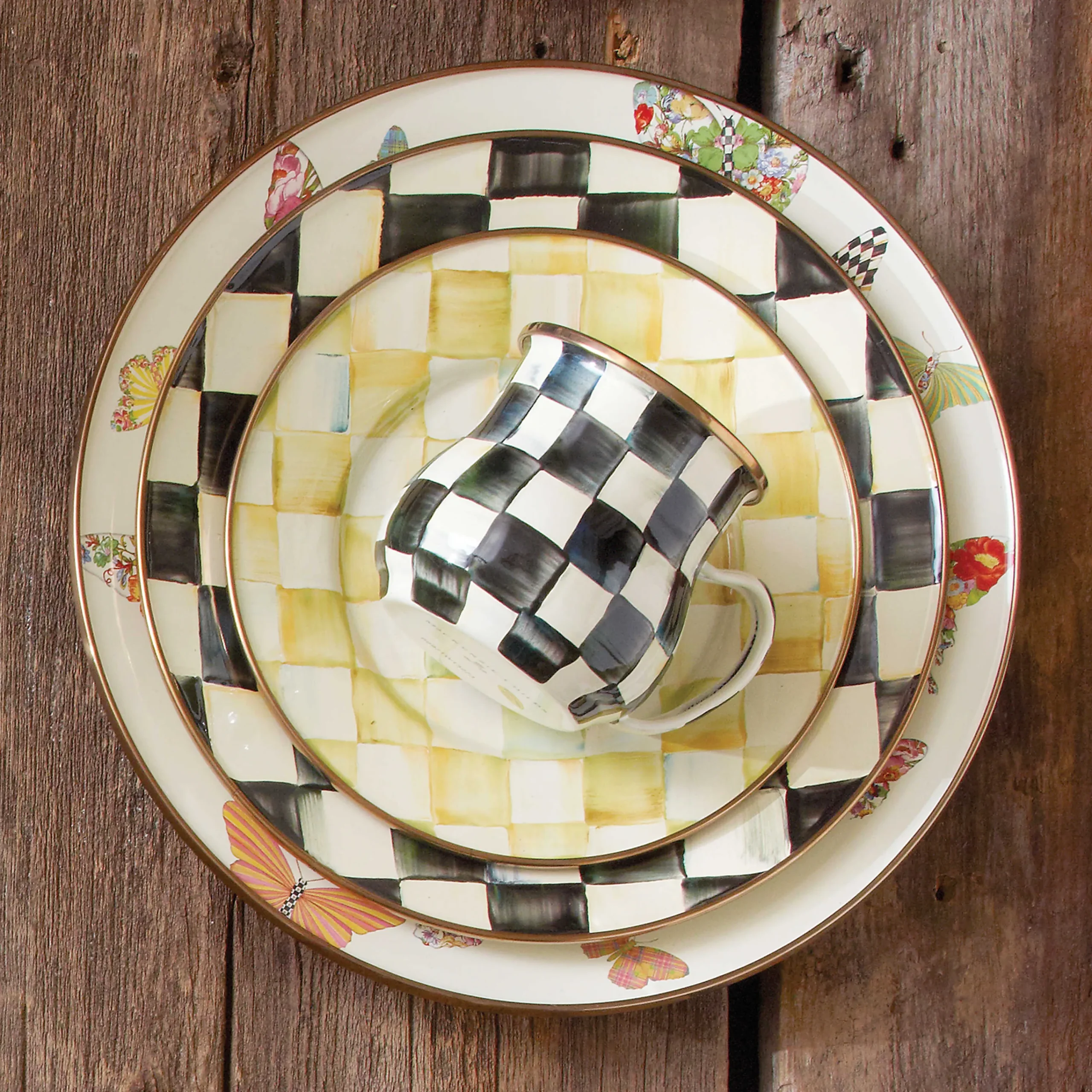 Courtly Check Enamel Mug|MacKenzie-Childs New