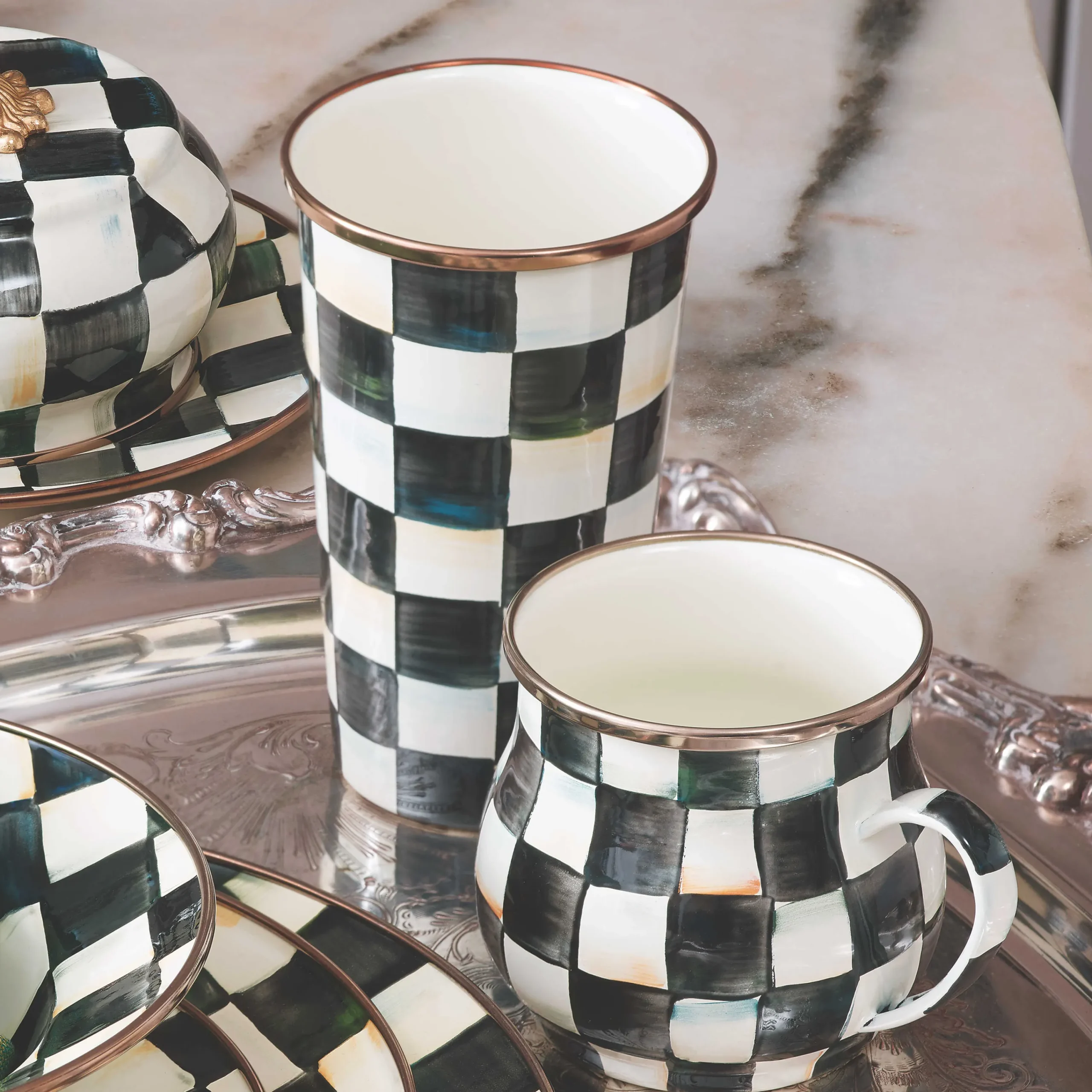 Courtly Check Enamel Mug|MacKenzie-Childs New