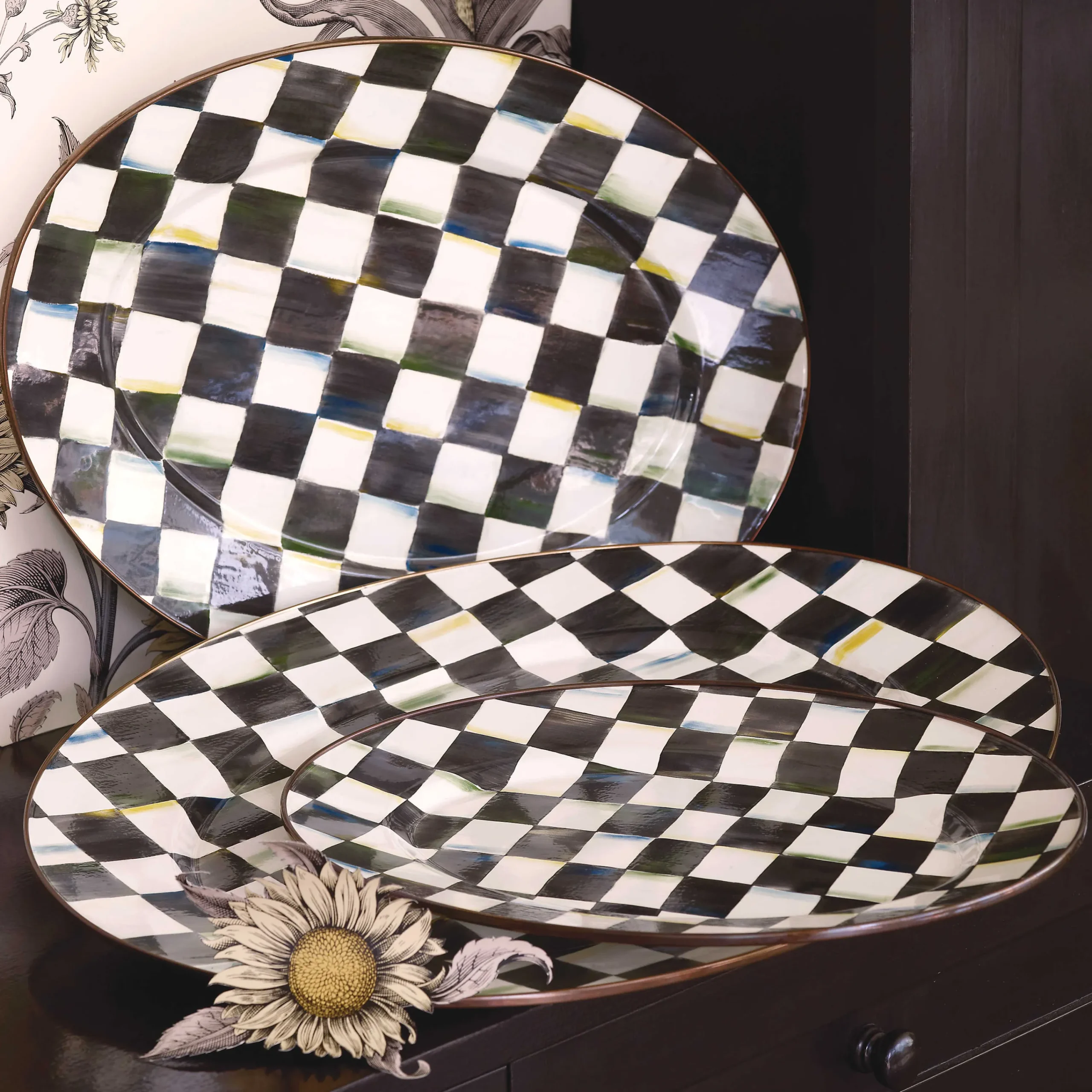 Courtly Check Enamel Oval Platter - Medium|MacKenzie-Childs Sale