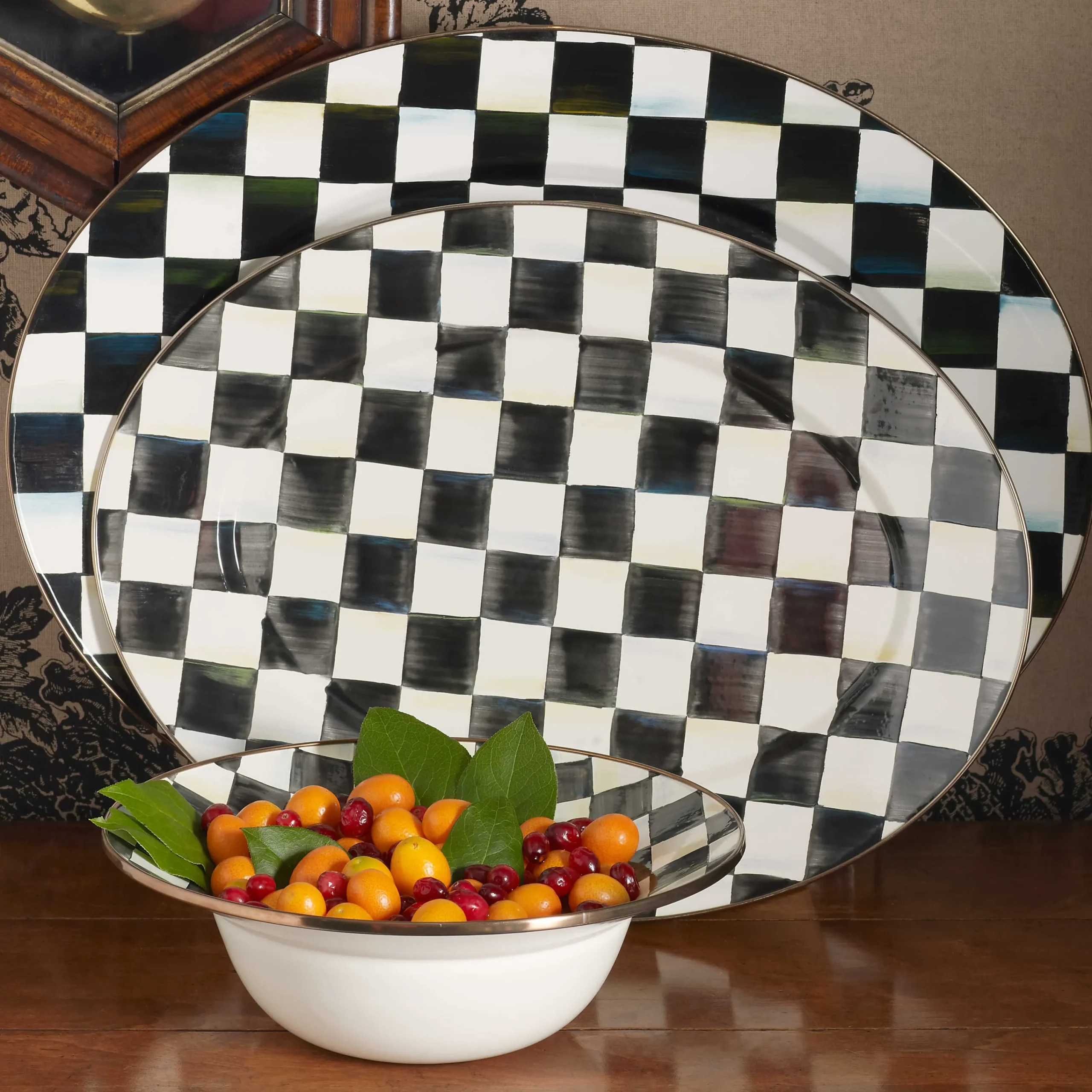 Courtly Check Enamel Oval Platter - Medium|MacKenzie-Childs Sale