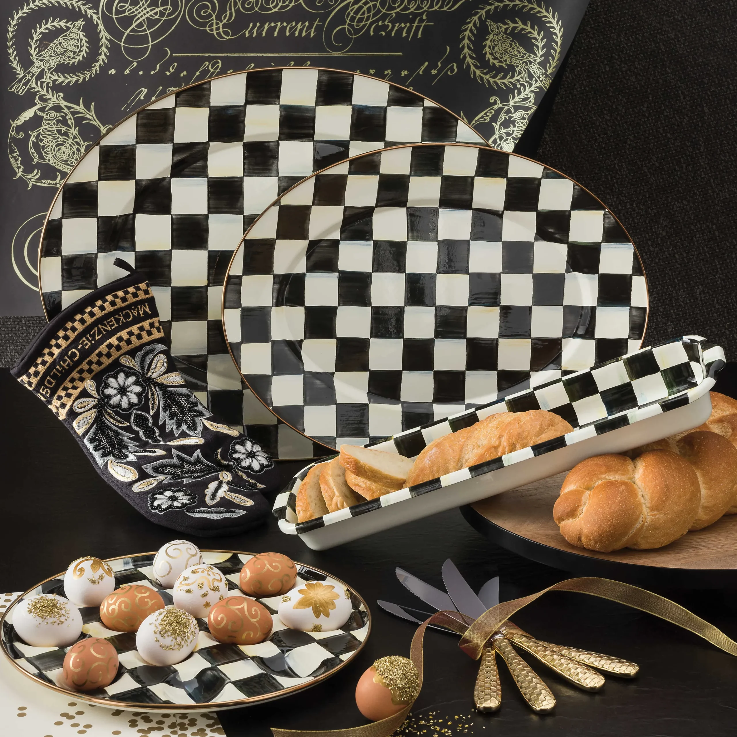 Courtly Check Enamel Oval Platter - Medium|MacKenzie-Childs Sale