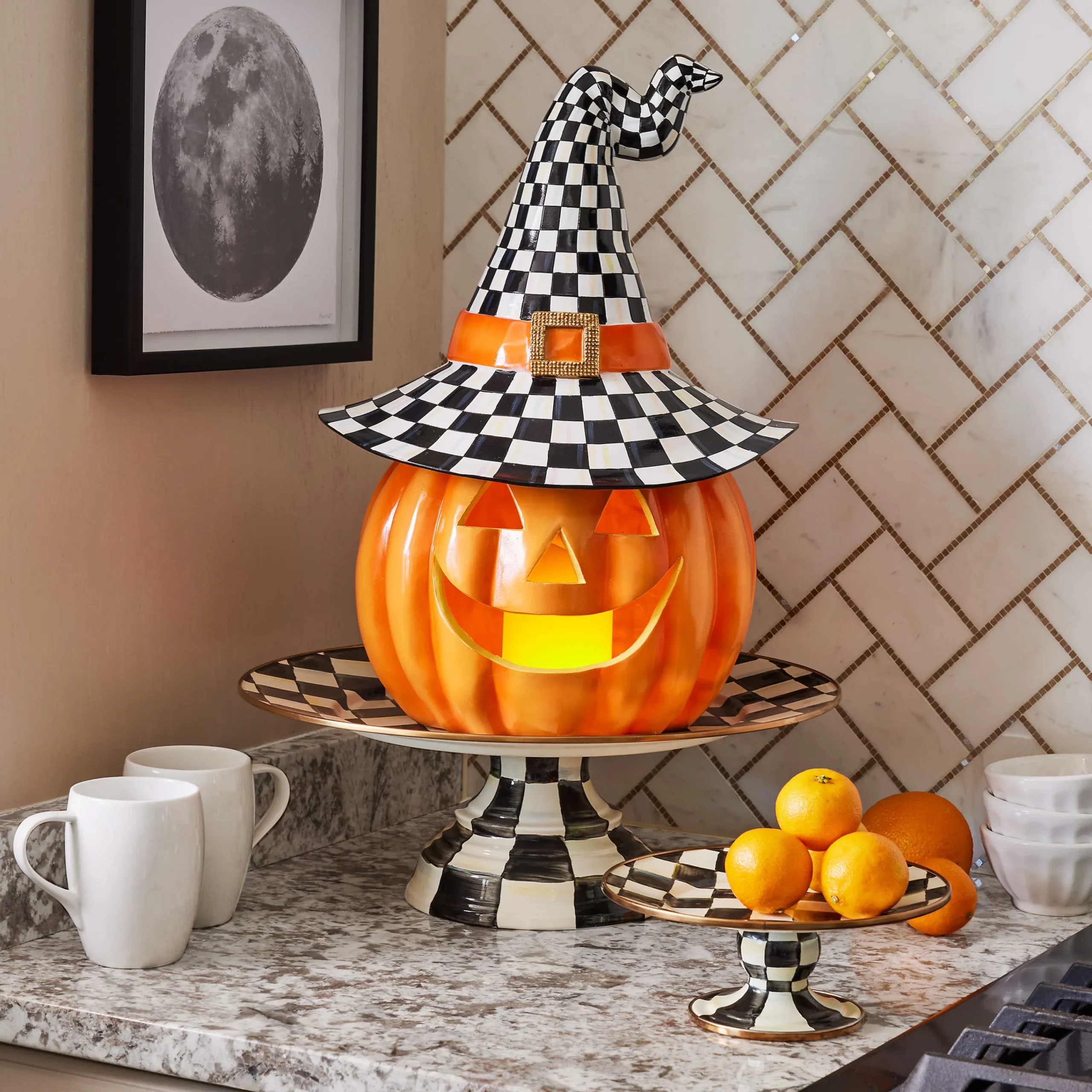 Courtly Check Enamel Pedestal Platter - Mini|MacKenzie-Childs Clearance