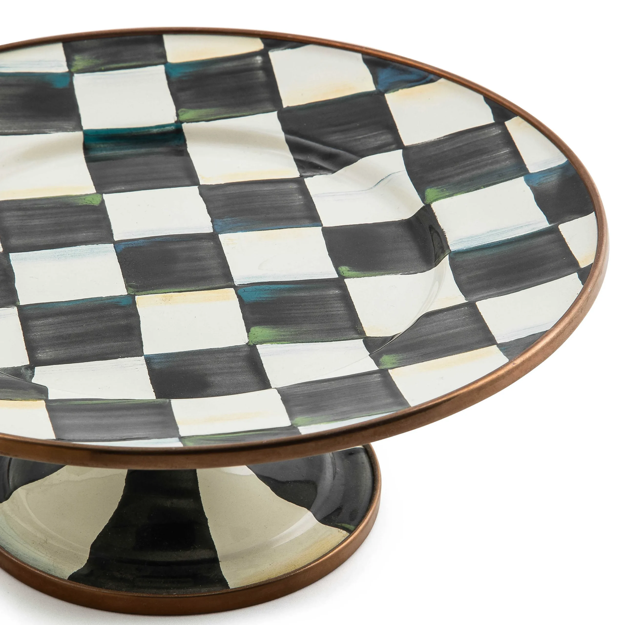 Courtly Check Enamel Pedestal Platter - Mini|MacKenzie-Childs Clearance