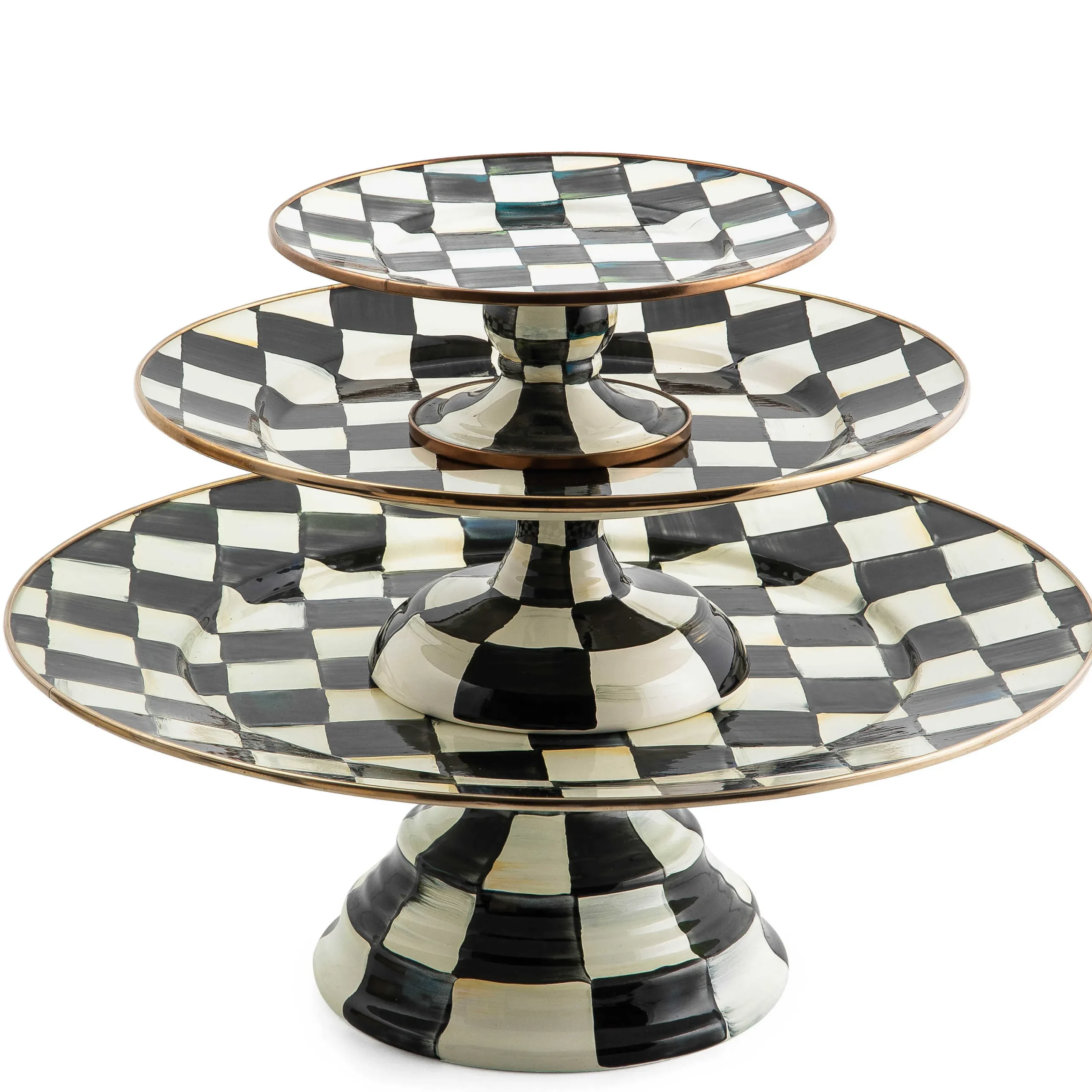 Courtly Check Enamel Pedestal Platter - Mini|MacKenzie-Childs Clearance