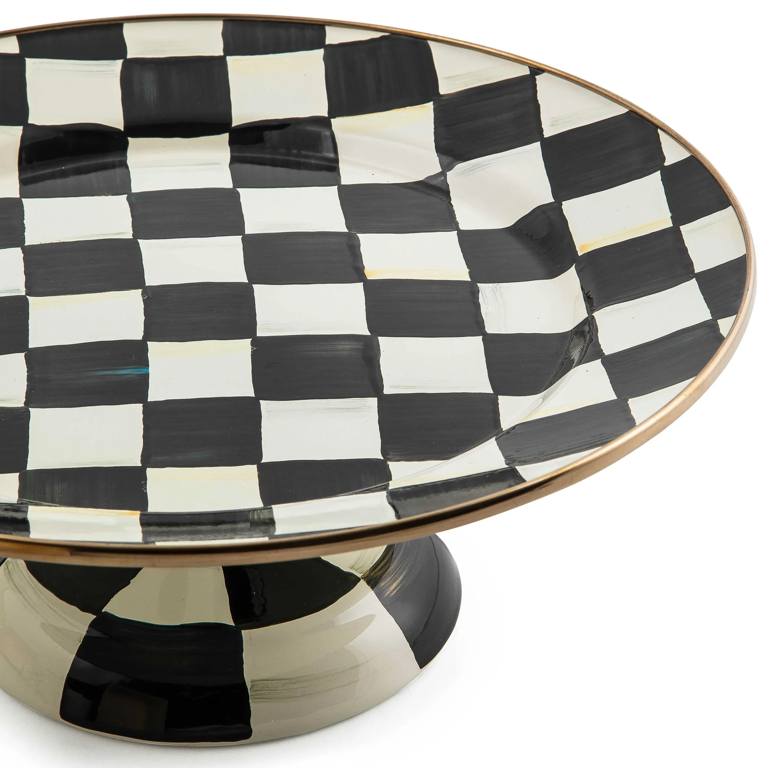 Courtly Check Enamel Pedestal Platter - Small|MacKenzie-Childs Online