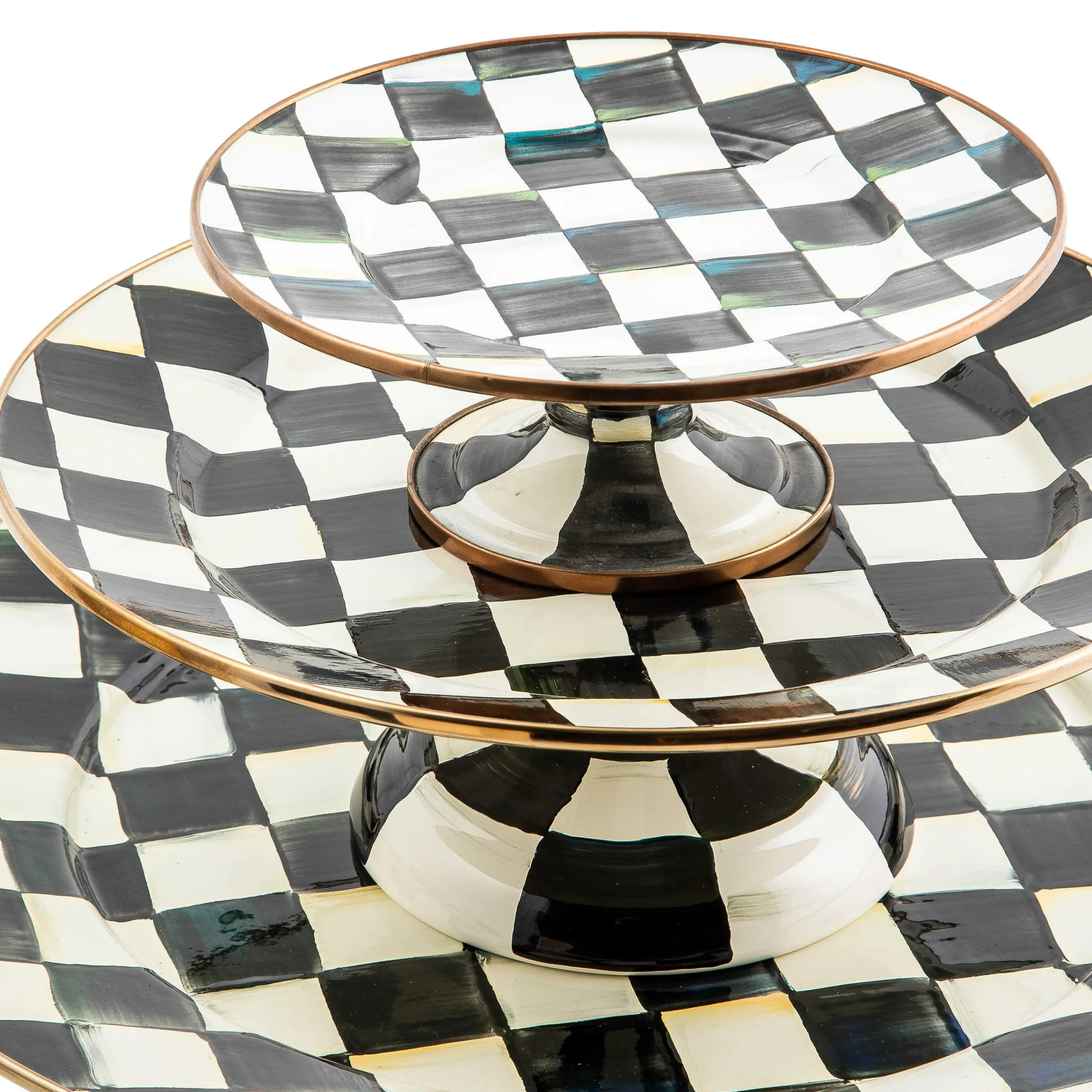Courtly Check Enamel Pedestal Platter - Small|MacKenzie-Childs Online