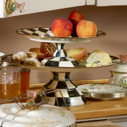 Courtly Check Enamel Pedestal Platter - Small|MacKenzie-Childs Online