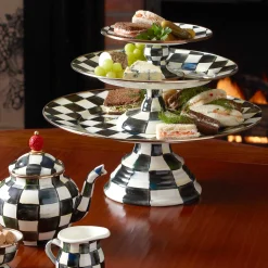 Courtly Check Enamel Pedestal Platter - Small|MacKenzie-Childs Online