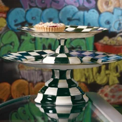 Courtly Check Enamel Pedestal Platter - Small|MacKenzie-Childs Online