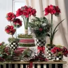 Courtly Check Enamel Pedestal Vase - Red Bow|MacKenzie-Childs