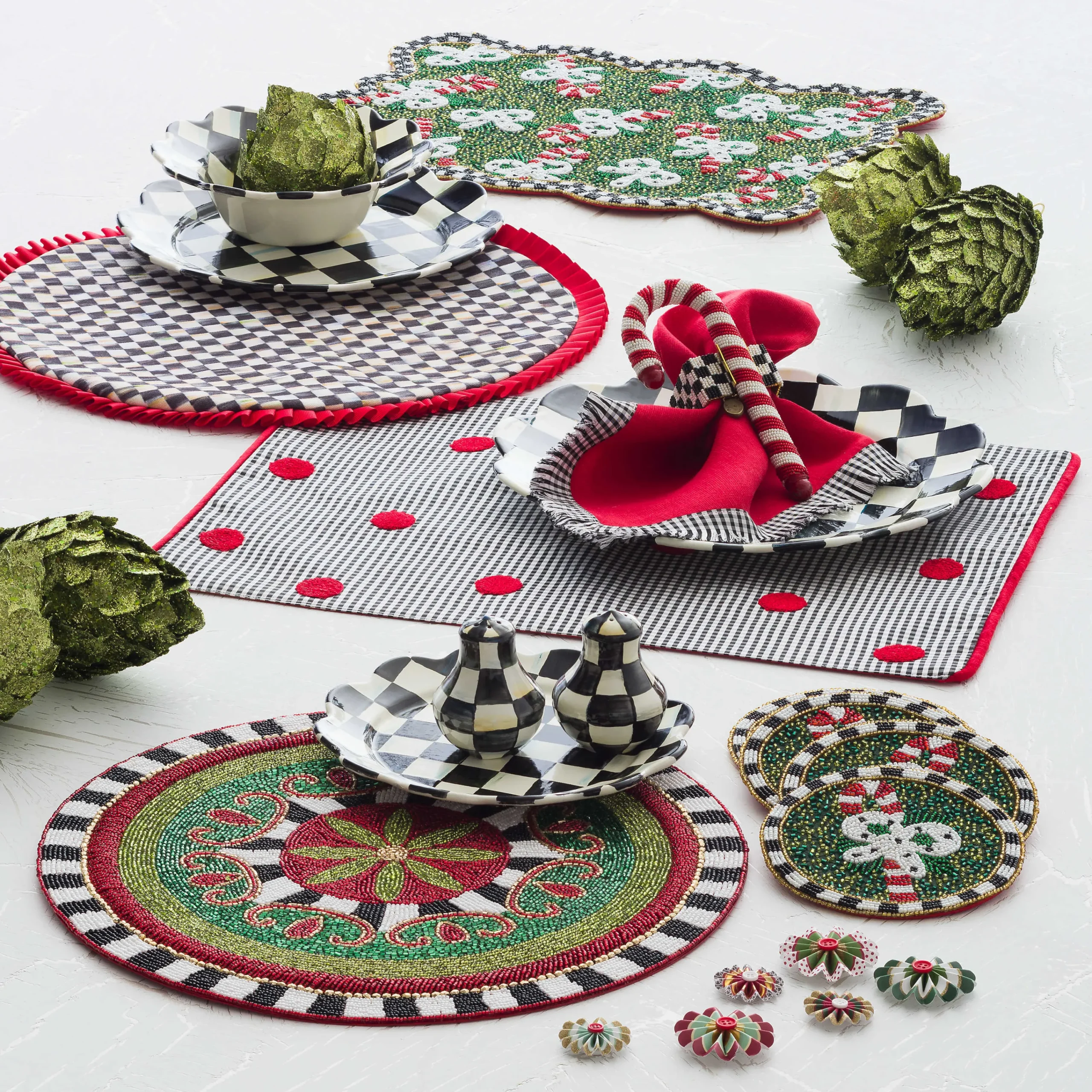 Courtly Check Enamel Petal Salad/Dessert Plate|MacKenzie-Childs Clearance