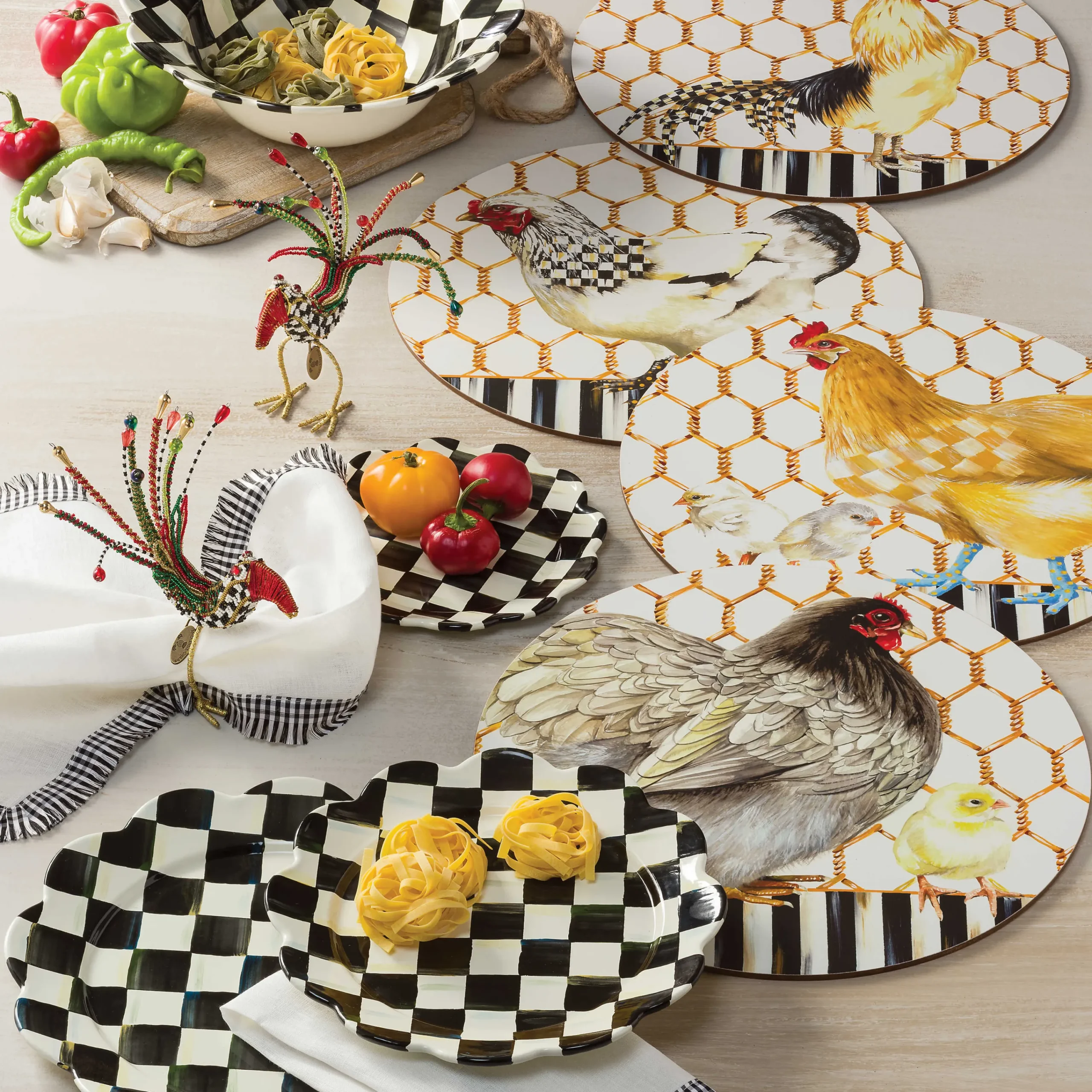 Courtly Check Enamel Petal Salad/Dessert Plate|MacKenzie-Childs Clearance