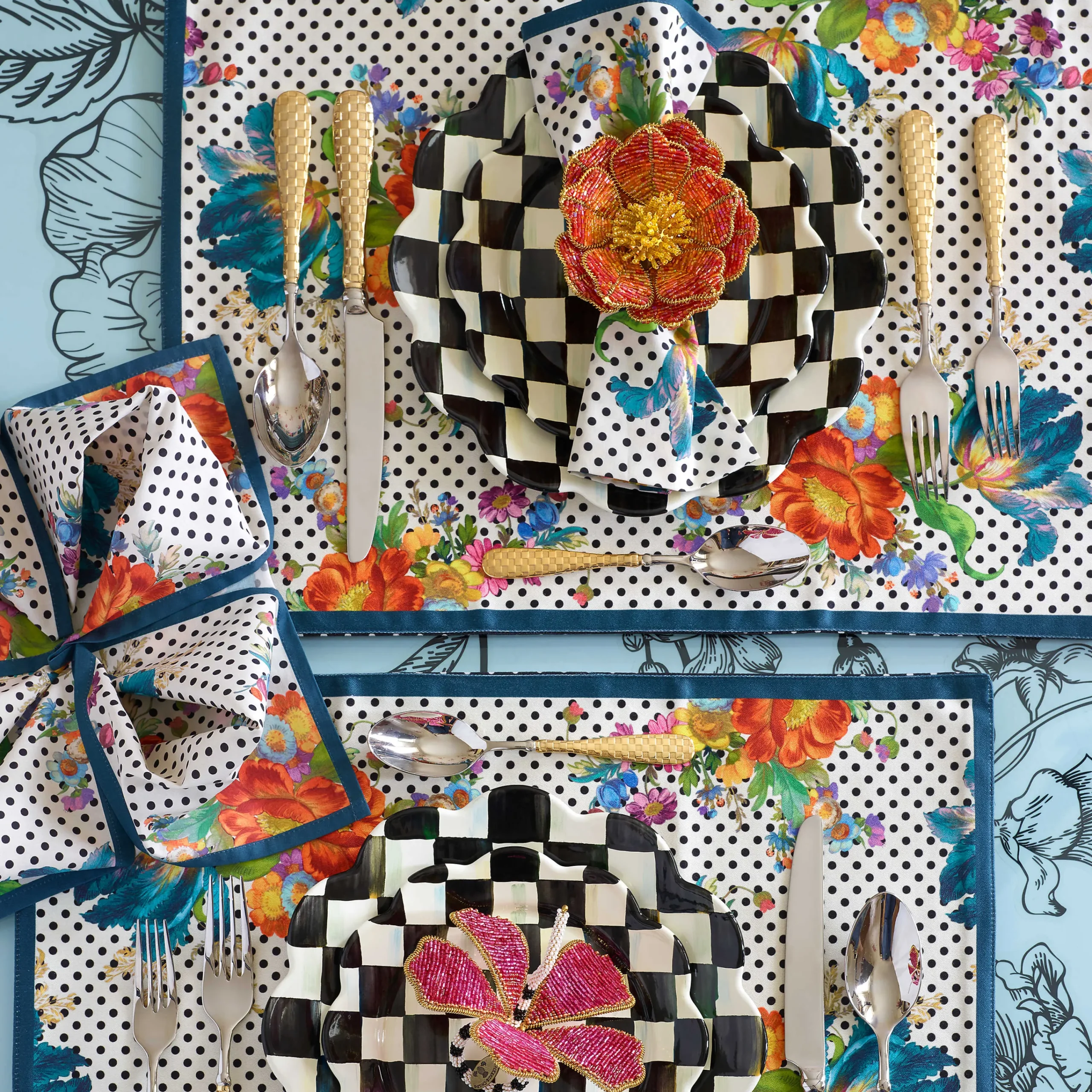 Courtly Check Enamel Petal Salad/Dessert Plate|MacKenzie-Childs Clearance