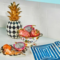 Courtly Check Enamel Petal Salad/Dessert Plate|MacKenzie-Childs Clearance