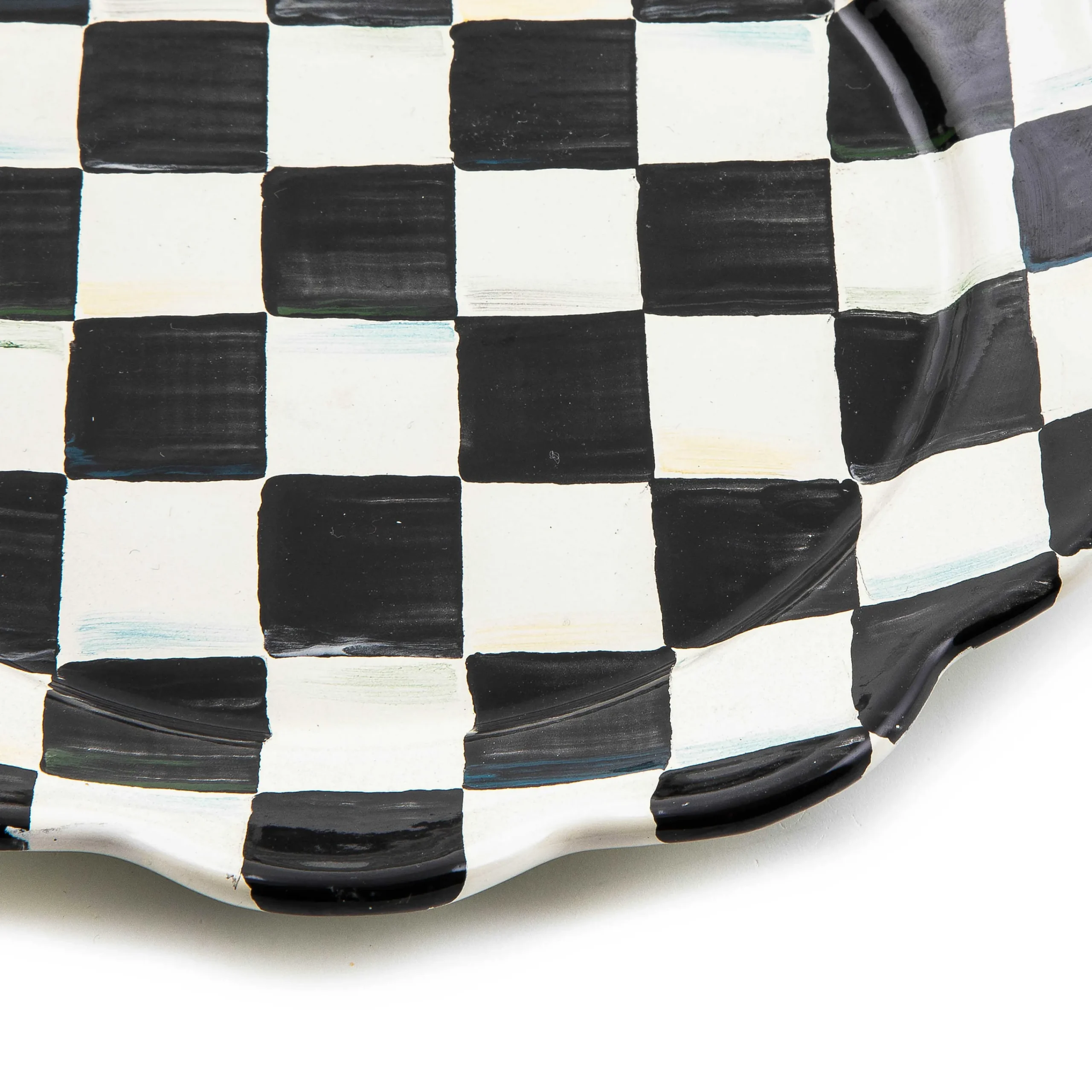 Courtly Check Enamel Petal Salad/Dessert Plate|MacKenzie-Childs Clearance