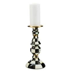 Courtly Check Enamel Pillar Candlestick - Large|MacKenzie-Childs Hot