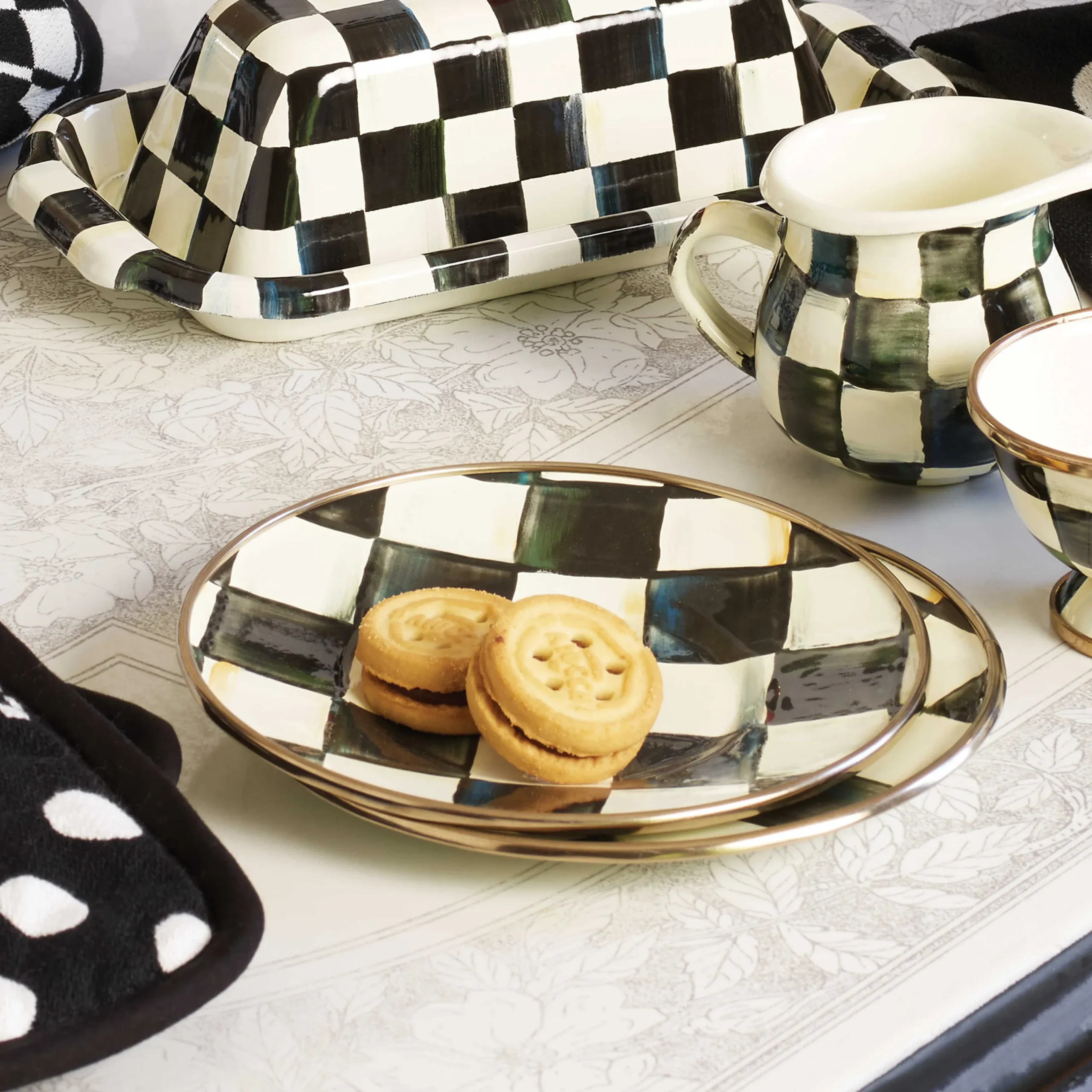 Courtly Check Enamel Saucer|MacKenzie-Childs