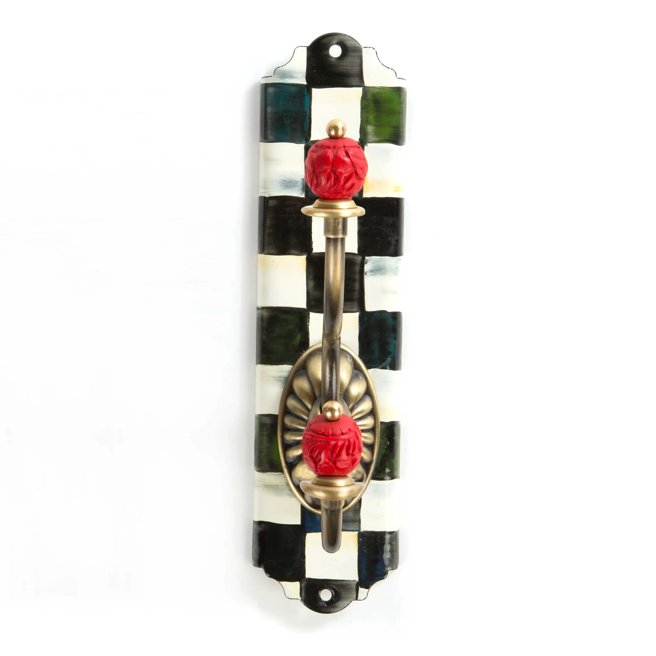 Courtly Check Enamel Single Wall Hook|MacKenzie-Childs Outlet