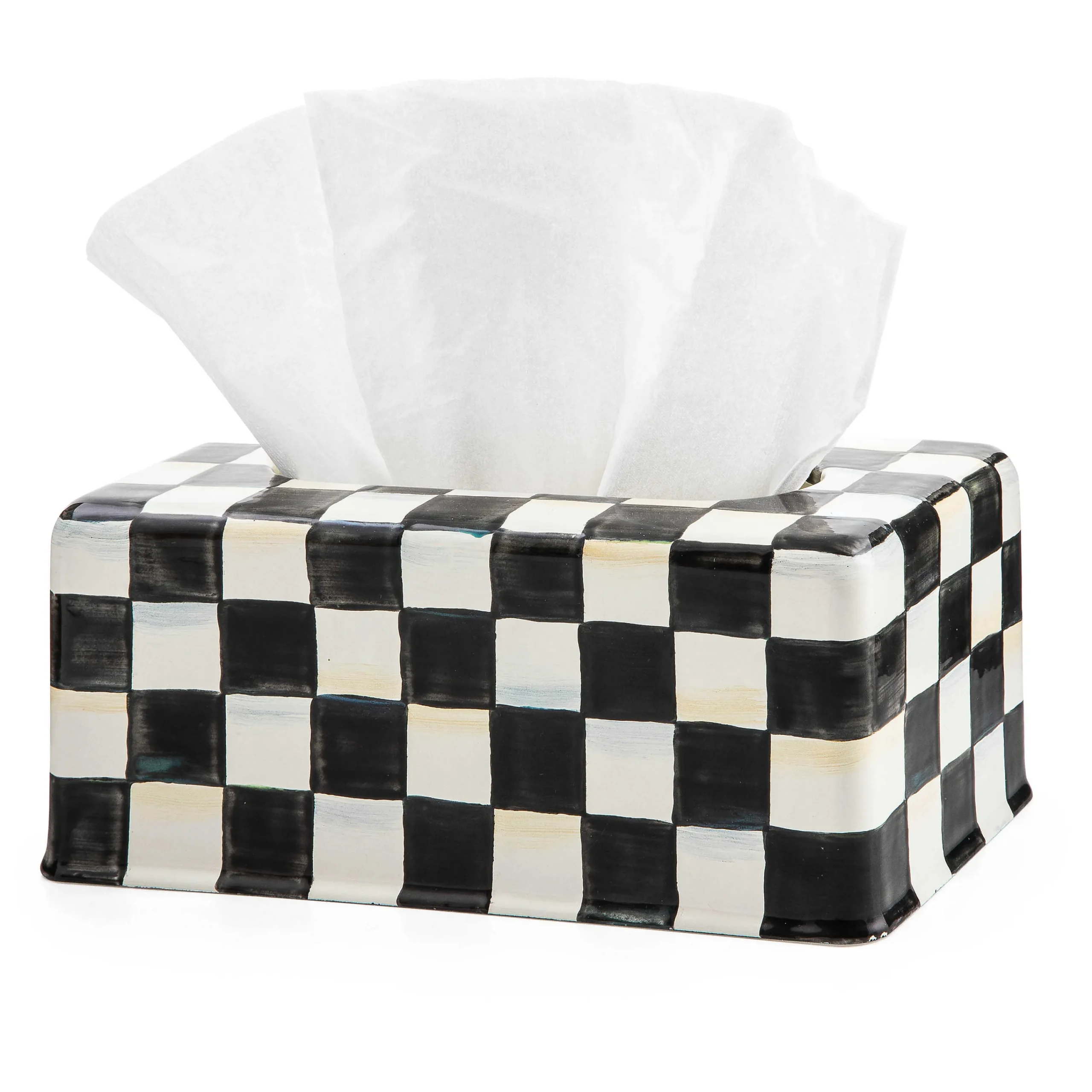 Courtly Check Enamel Standard Tissue Box Cover|MacKenzie-Childs Outlet