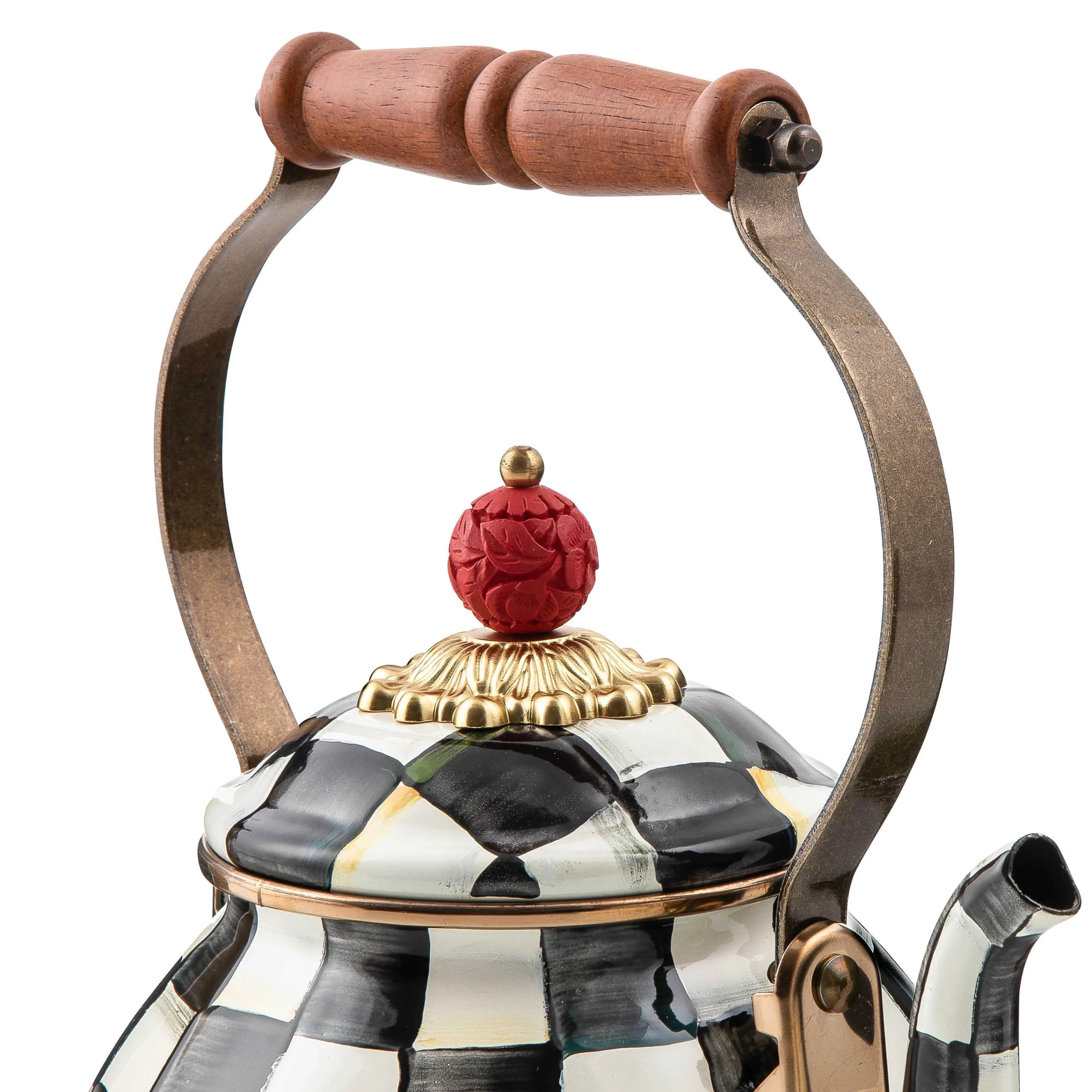 Courtly Check Enamel Tea Kettle - 2 Quart|MacKenzie-Childs Discount