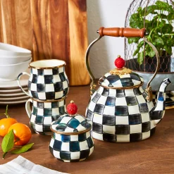 Courtly Check Enamel Tea Kettle - 2 Quart|MacKenzie-Childs Discount