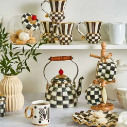 Courtly Check Enamel Tea Kettle - 2 Quart|MacKenzie-Childs Discount