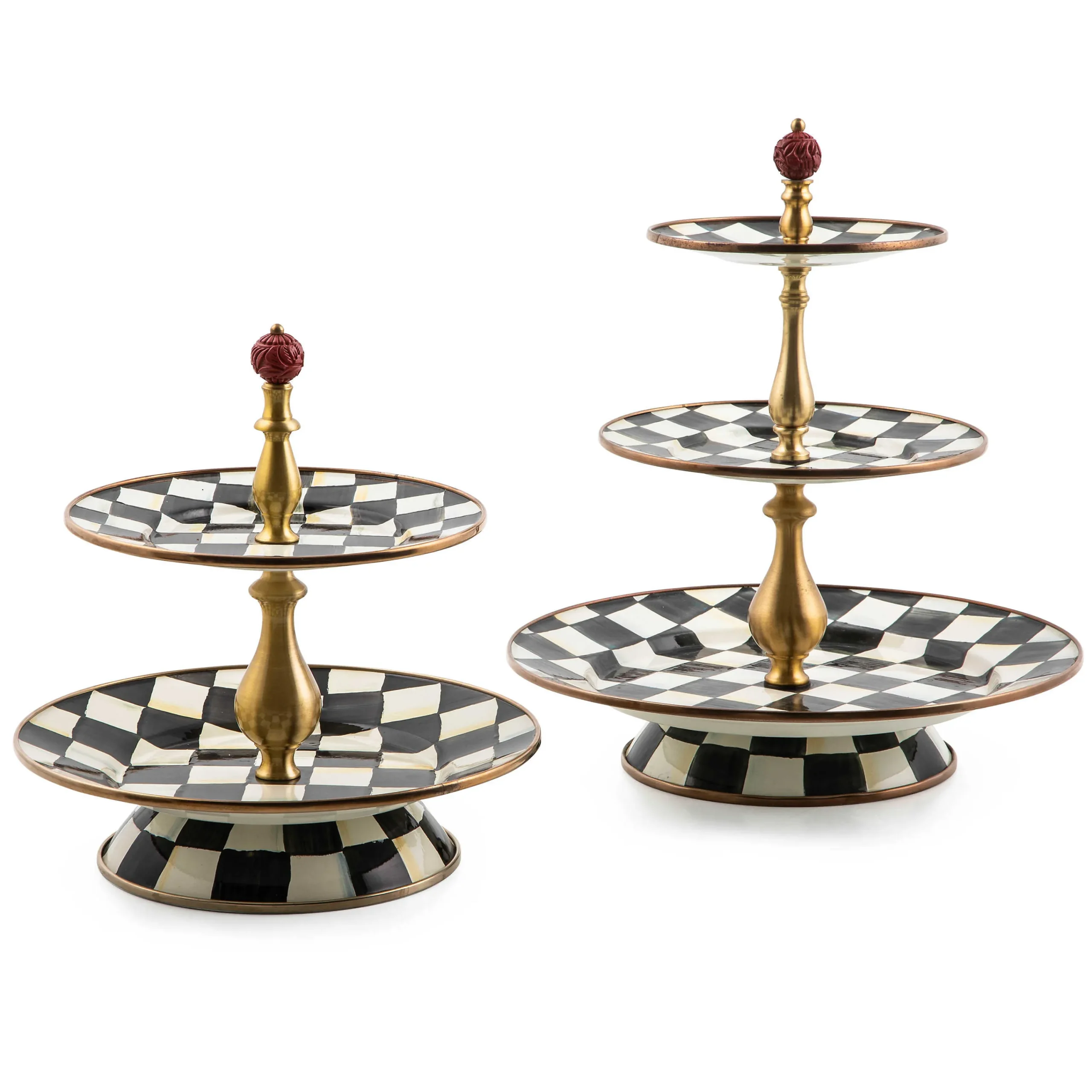Courtly Check Enamel Two Tier Sweet Stand|MacKenzie-Childs Best