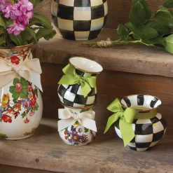 Courtly Check Enamel Vase - Green Bow|MacKenzie-Childs